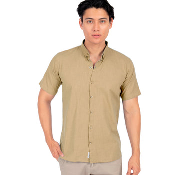 CAMISA LINO LISA MANGA CORTA PARA HOMBRE QUARRY