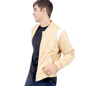 CHAMARRA PARA HOMBRE BOMBER DE GAMUZA CON DETALLES PU QUARRY