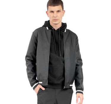 CHAMARRA PARA HOMBRE BOMBER PU FASHION CON CONTRASTE QUARRY