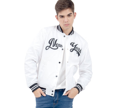 CHAMARRA PARA HOMBRE TIPO BOMBER C/APLIC BORDADA QUARRY