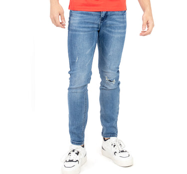 JEANS PARA HOMBRE SKINNY PREMIUM CON DESTRUCCIÓN DESLAVADO QUARRY