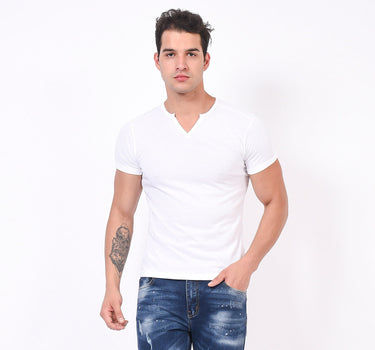 PLAYERA PARA HOMBRE QUARRY PLAY KM24B001 CUELLO CORTE V BC CHI