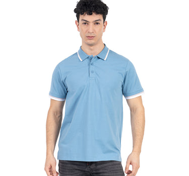 PLAYERA POLO MANGA CORTA LISA CON CONTRASTE PARA HOMBRE QUARRY