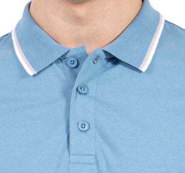 PLAYERA POLO MANGA CORTA LISA CON CONTRASTE PARA HOMBRE QUARRY