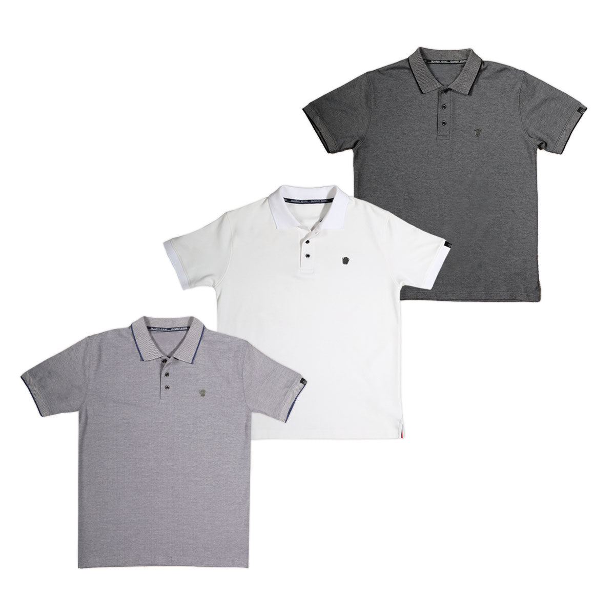 SET 3 PLAYERAS CON CUELLO POLO Y TEXTURA LUREX