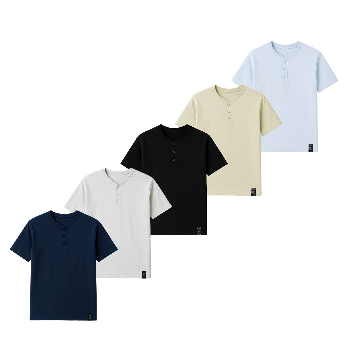 PACK 5 PLAYERAS BÁSICAS HENLEY LISA C/BOTONES