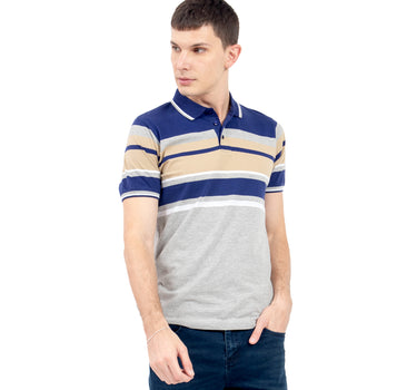 PLAYERA PARA HOMBRE CUELLO POLO JACQUARD CON RAYAS Y BOTONES QUARRY