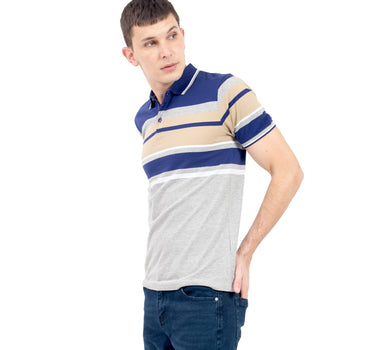 PLAYERA PARA HOMBRE CUELLO POLO JACQUARD CON RAYAS Y BOTONES QUARRY