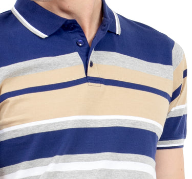 PLAYERA PARA HOMBRE CUELLO POLO JACQUARD CON RAYAS Y BOTONES QUARRY