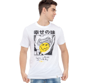 PLAYERA PARA HOMBRE ESTAMPADO HAPPINESS IS IN THE TASTE QUARRY