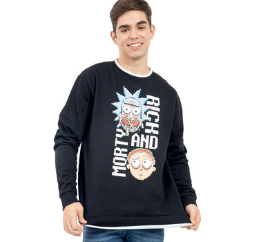 SUDADERA PARA HOMBRE ESTAMPADA RICK&MORTY DOBLE CUELLO QUARRY