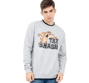 SUDADERA PARA HOMBRE ESTAMPADO TAZ SMASH DOBLE CUELLO QUARRY