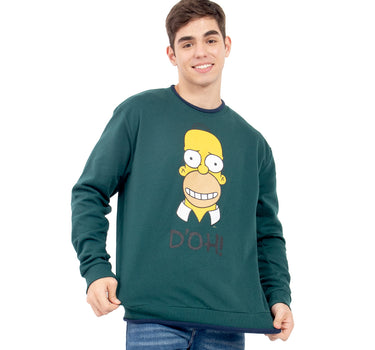 SUDADERA PARA HOMBRE ESTAMPADA HOMER SIMPSON DOBLE CUELLO QUARRY