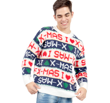 SUÉTER PARA HOMBRE NAVIDEÑO ESTAMPADO I LOVE X-MAS QUARRY