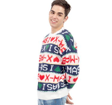 SUÉTER PARA HOMBRE NAVIDEÑO ESTAMPADO I LOVE X-MAS QUARRY