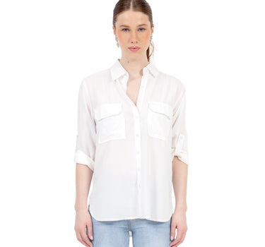 BLUSA LARGA CON BOLSAS FRONTALES PARA MUJER QUARRY