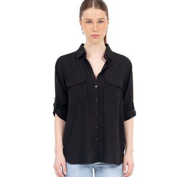 BLUSA LARGA CON BOLSAS FRONTALES PARA MUJER QUARRY