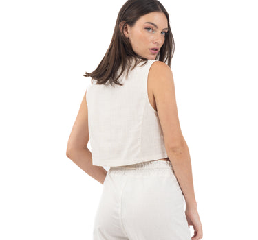 BLUSA DE LINO TIPO CHALECO CON BOTONES