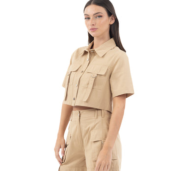 BLUSA URBANA CAMISERA CON TAPAS FRONTALES