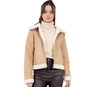 CHAMARRA PARA MUJER JACKET WHITH SHERPA QUARRY