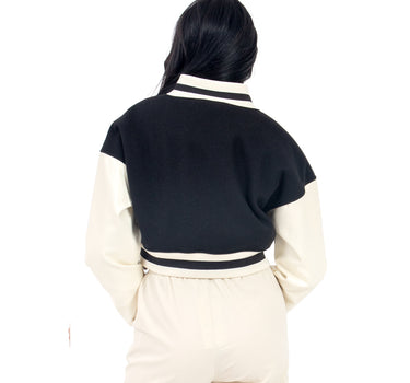 CHAMARRA PARA MUJER BOMBER VARSITY MANGAS PU QUARRY