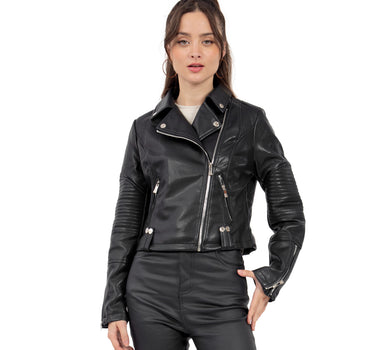 CHAMARRA PARA MUJER BIKER PU CON CIERRES FRONTALES QUARRY