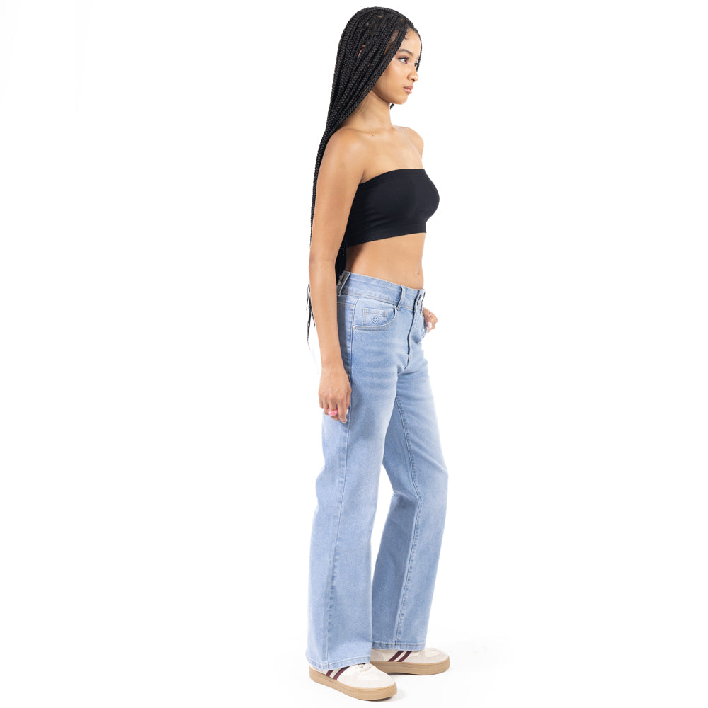 JEANS DENIM CORTE STRAIGHT CON 2 BOTONES