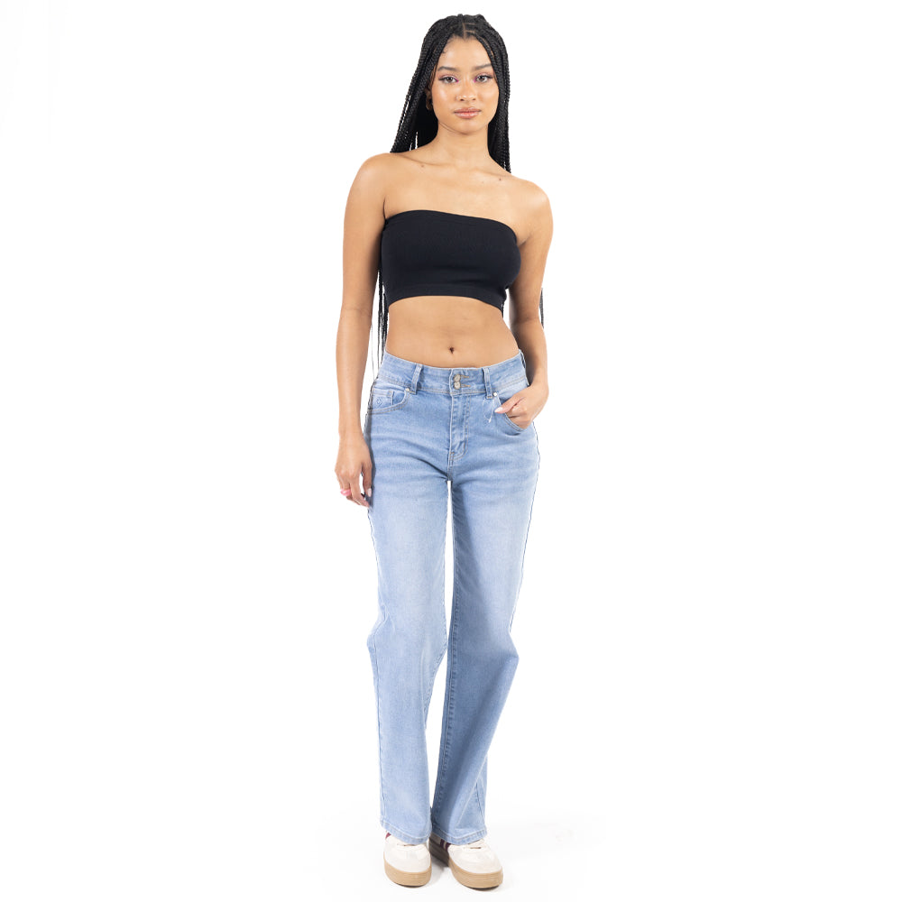 JEANS DENIM CORTE STRAIGHT CON 2 BOTONES