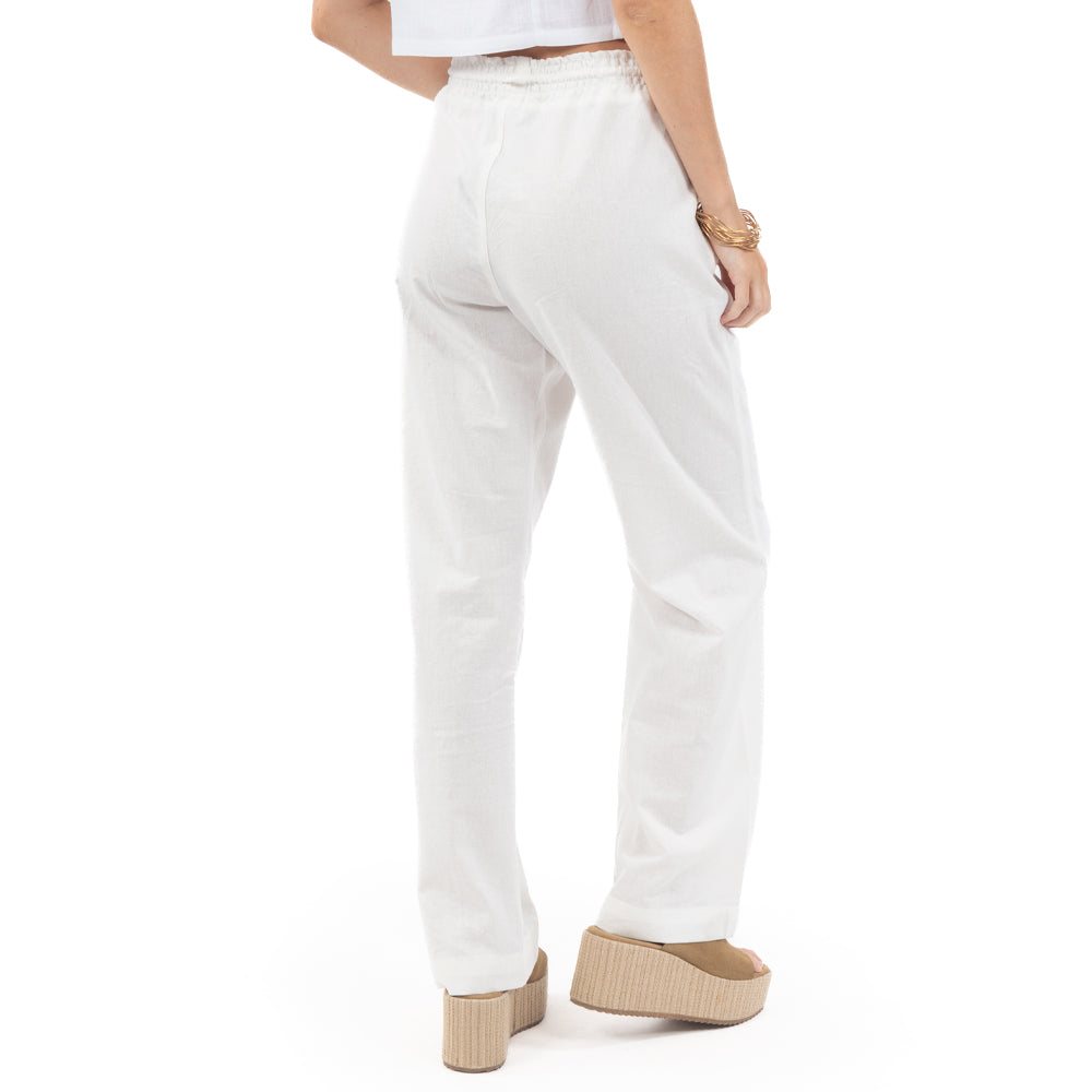 PANTALÓN DE LINO ESTILO LOOSE CON JARETA