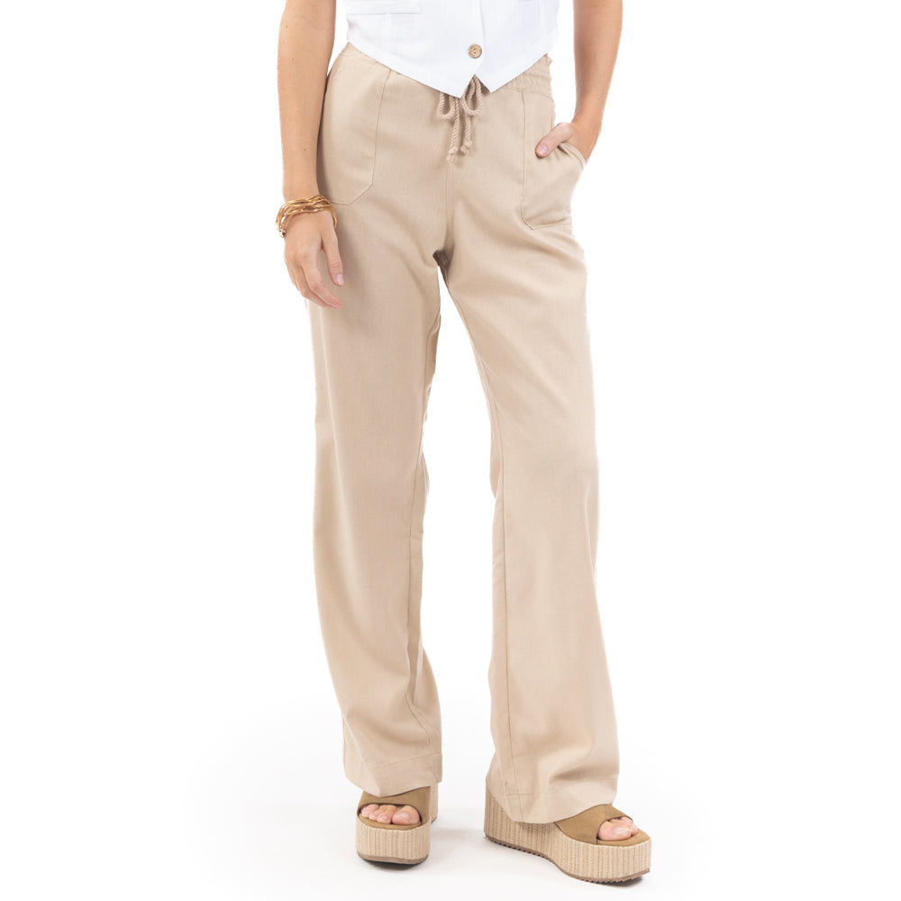 PANTALÓN DE LINO ESTILO LOOSE CON JARETA