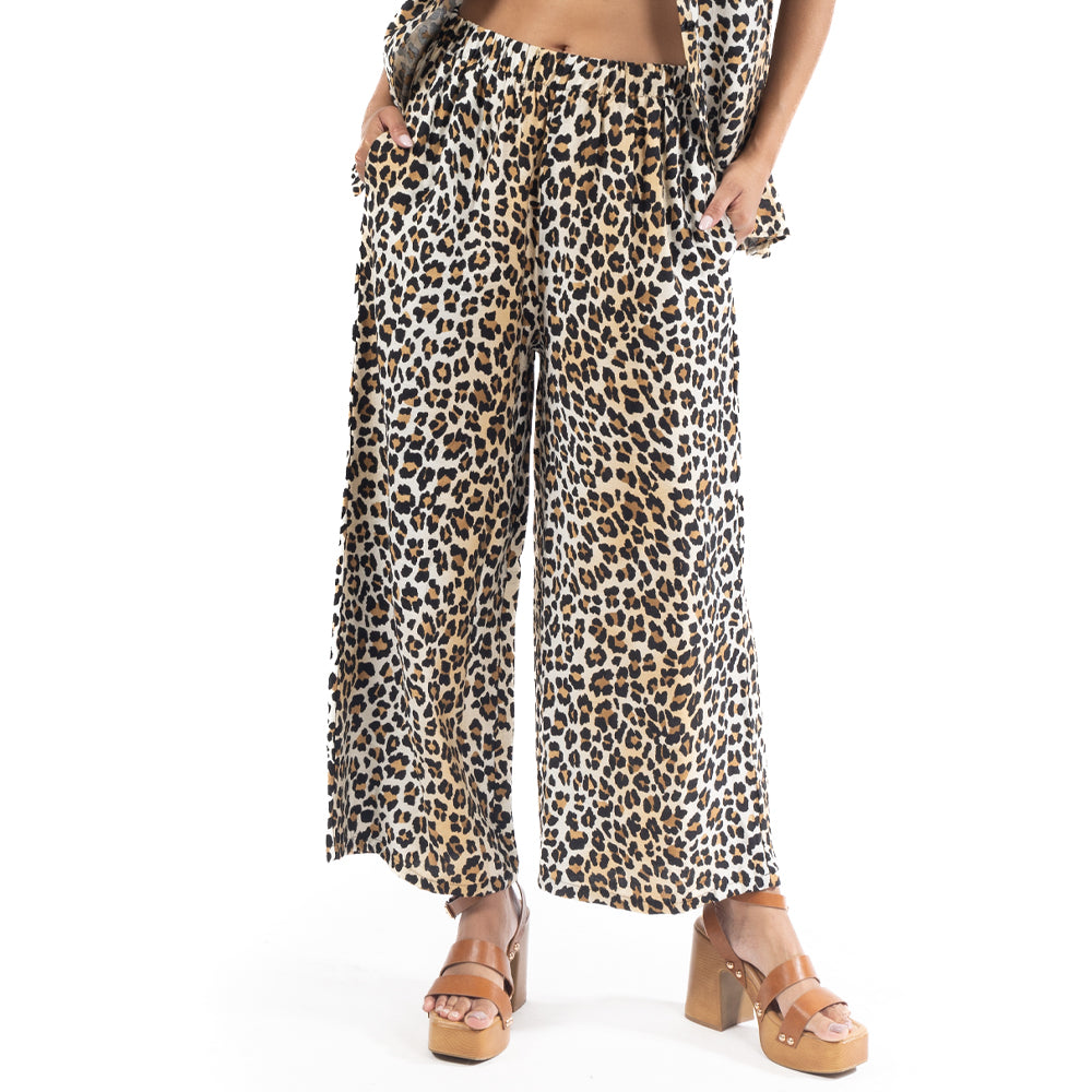 PANTALÓN WIDE LEG ESTAMPADO ANIMAL PRINT
