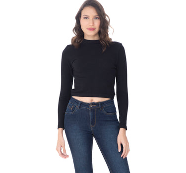 PLAYERA PARA MUJER CROPPED BÁSICA MANGA LARGA QUARRY