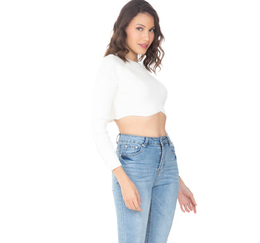 PLAYERA PARA MUJER CROP MANGA LARGA QUARRY