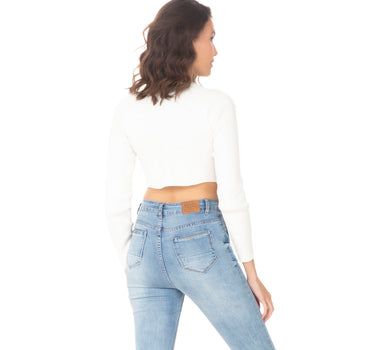 PLAYERA PARA MUJER CROP MANGA LARGA QUARRY