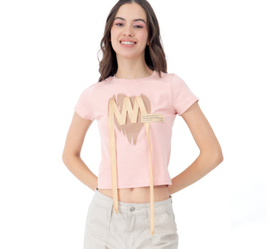 PLAYERA CROP CON CINTA FRONTAL PARA DAMA QUARRY