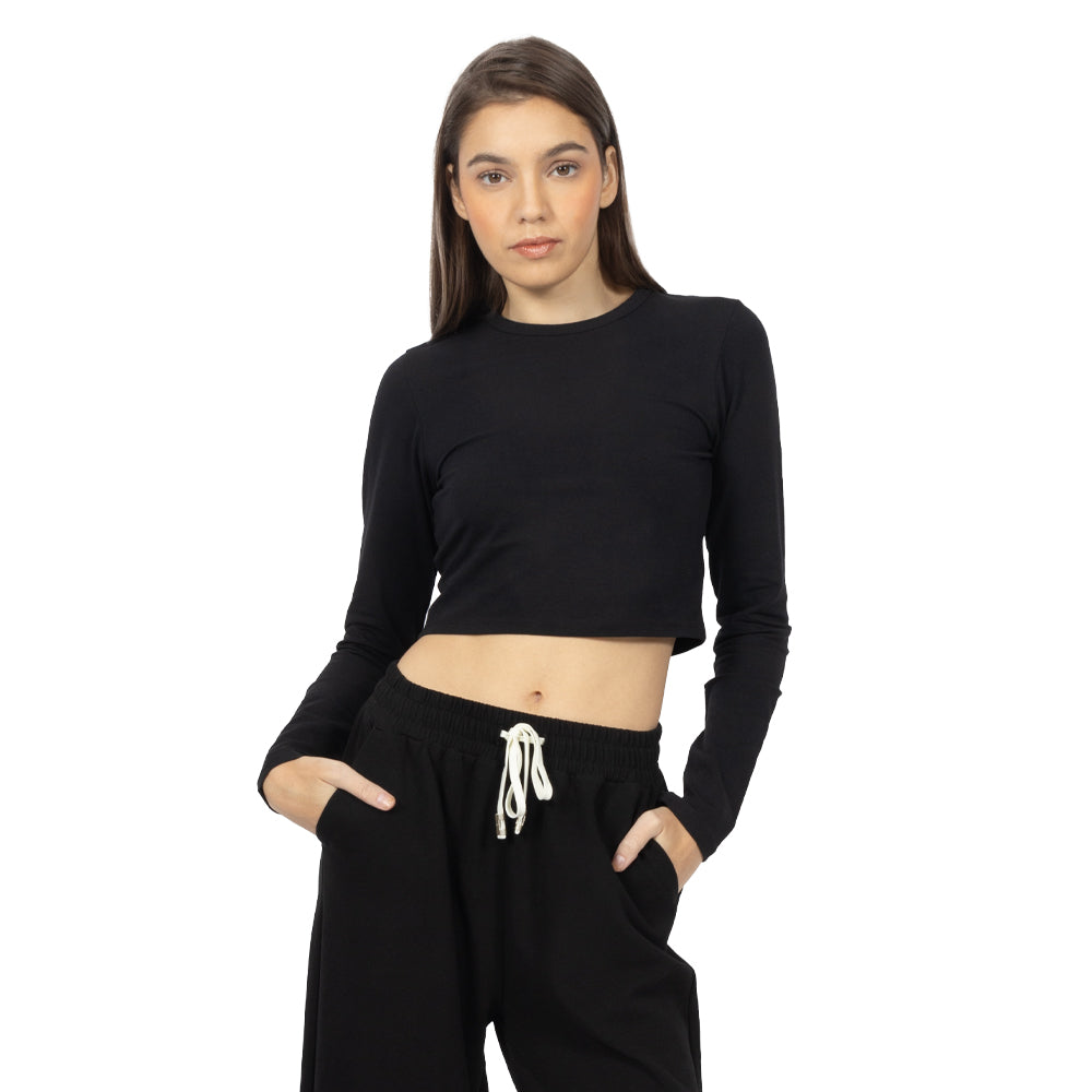 Playera Crop manga larga