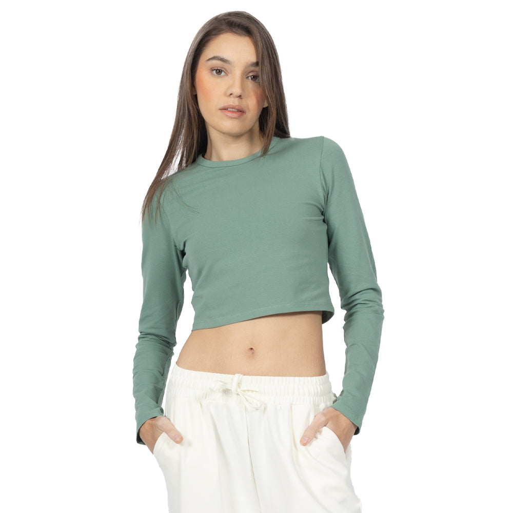 Playera Crop manga larga