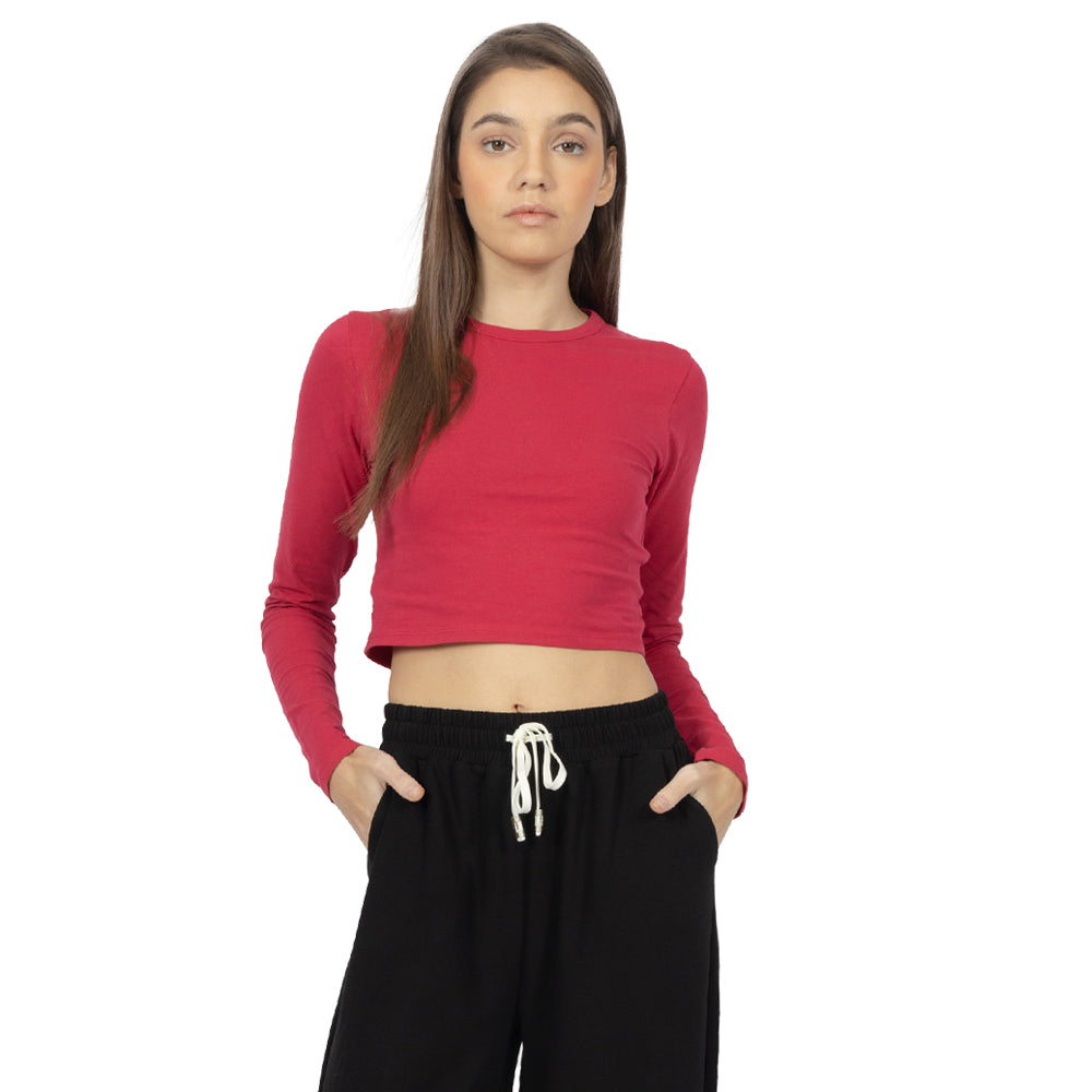 Playera Crop manga larga