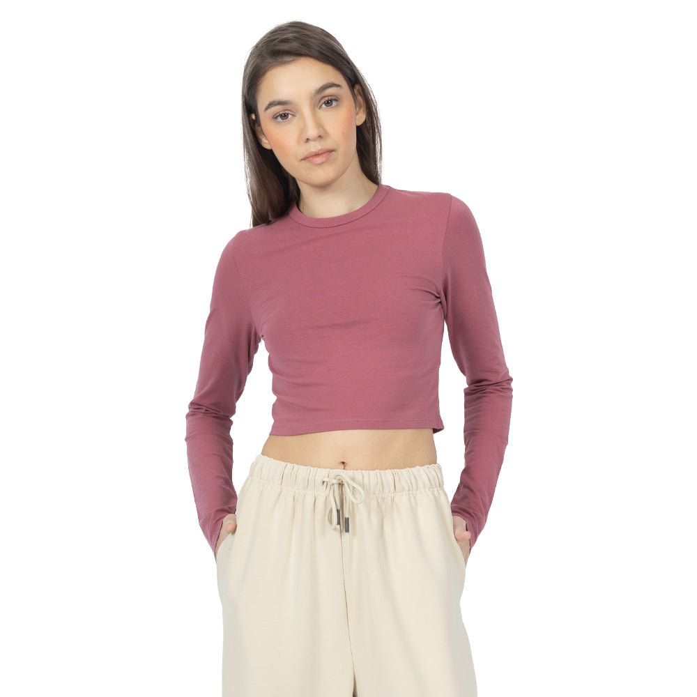 Playera Crop manga larga