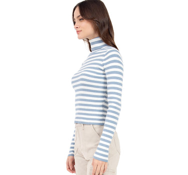 PLAYERA PARA MUJER QUARRY A RAYAS CON CUELLO ALTO