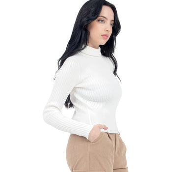 PLAYERA PARA MUJER QUARRY AJUSTADA CON CUELLO ALTO Y MANGA LARGA