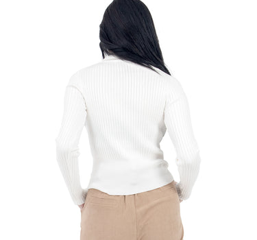 PLAYERA PARA MUJER QUARRY AJUSTADA CON CUELLO ALTO Y MANGA LARGA