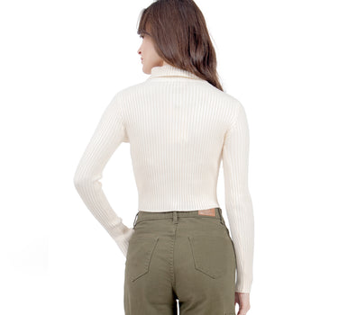 SUÉTER PARA MUJER CROPPED CUELLO ALTO DE PUNTO QUARRY