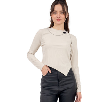 BLUSA PARA MUJER FANCY CON CADENA MANGA LARGA QUARRY