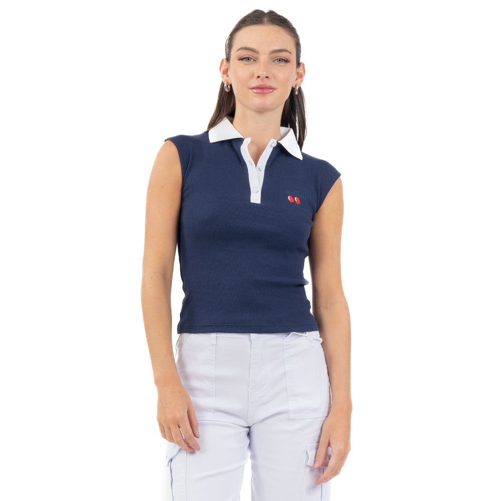 PLAYERA POLO CON BORDADO Y CUELLO A CONTRASTE