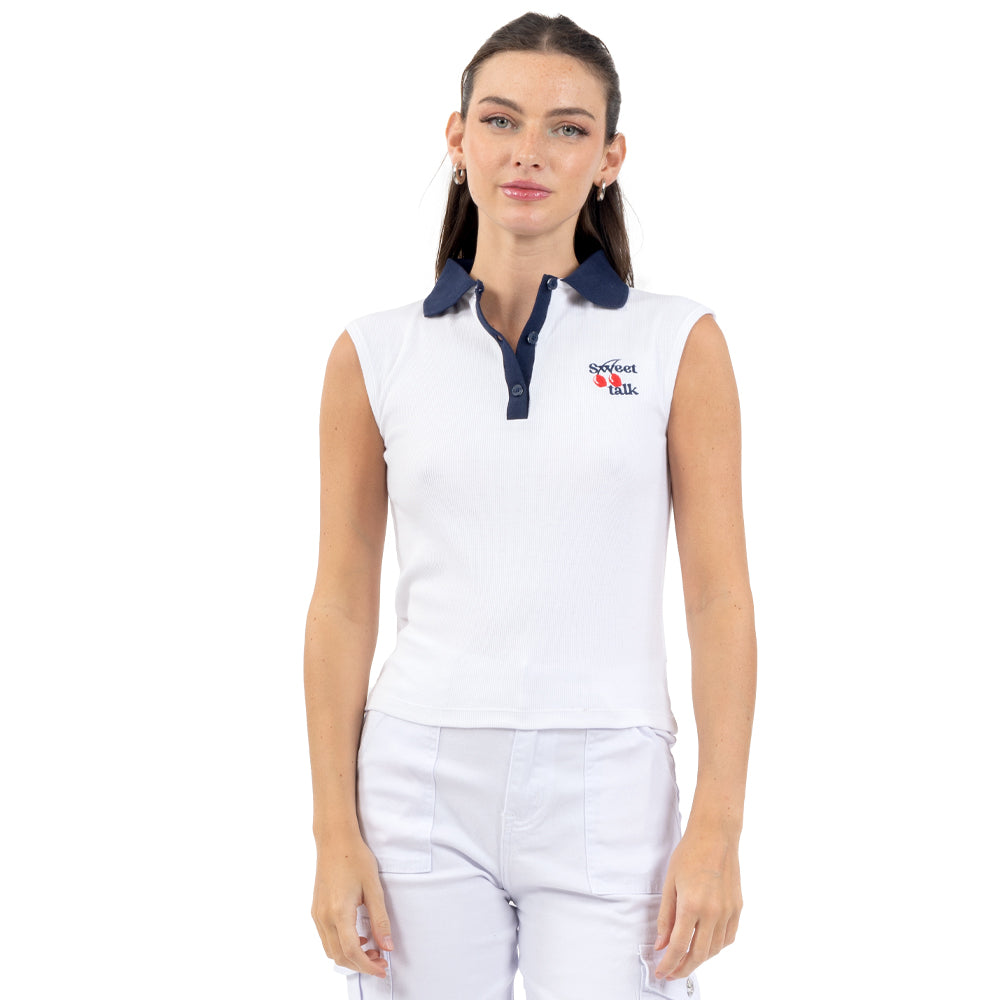 PLAYERA POLO CON BORDADO Y CUELLO A CONTRASTE