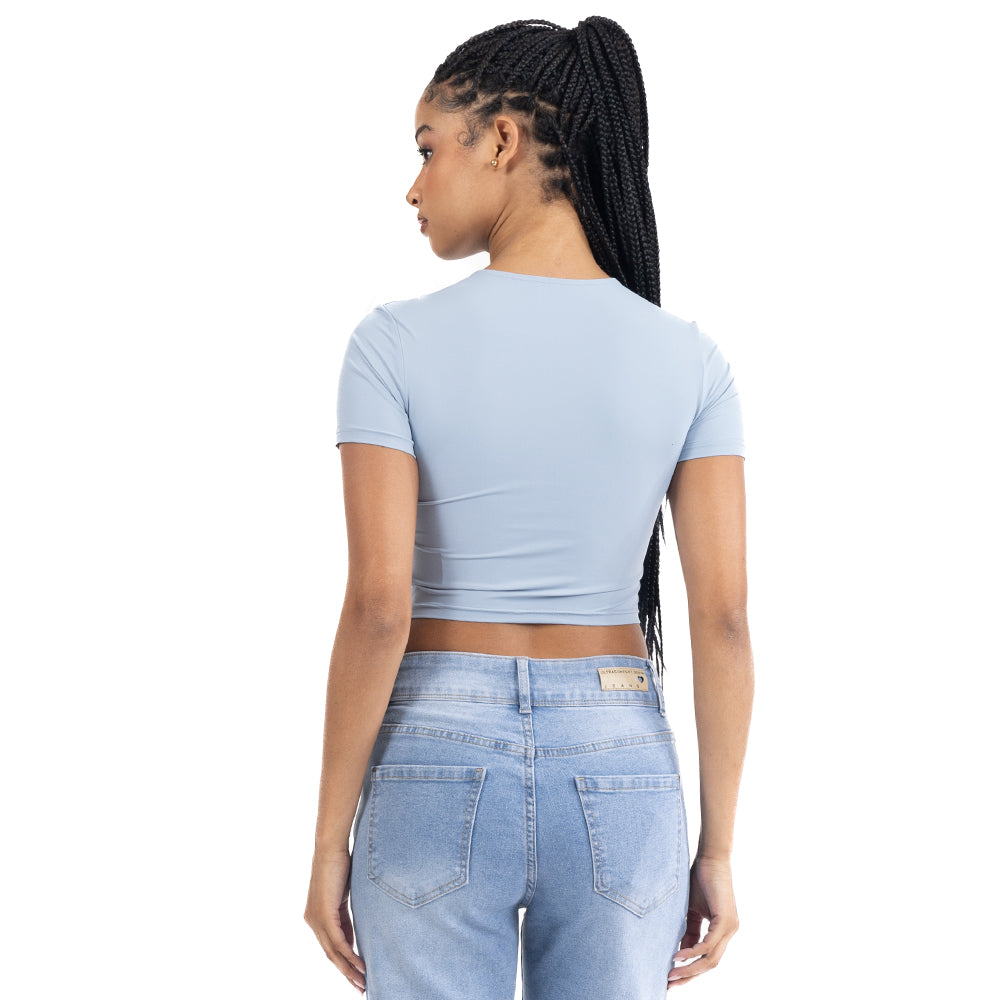 PLAYERA CROP LISA DE NYLON
