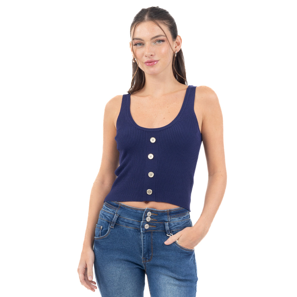TOP LISO TIRANTE ANCHO CON BOTONES