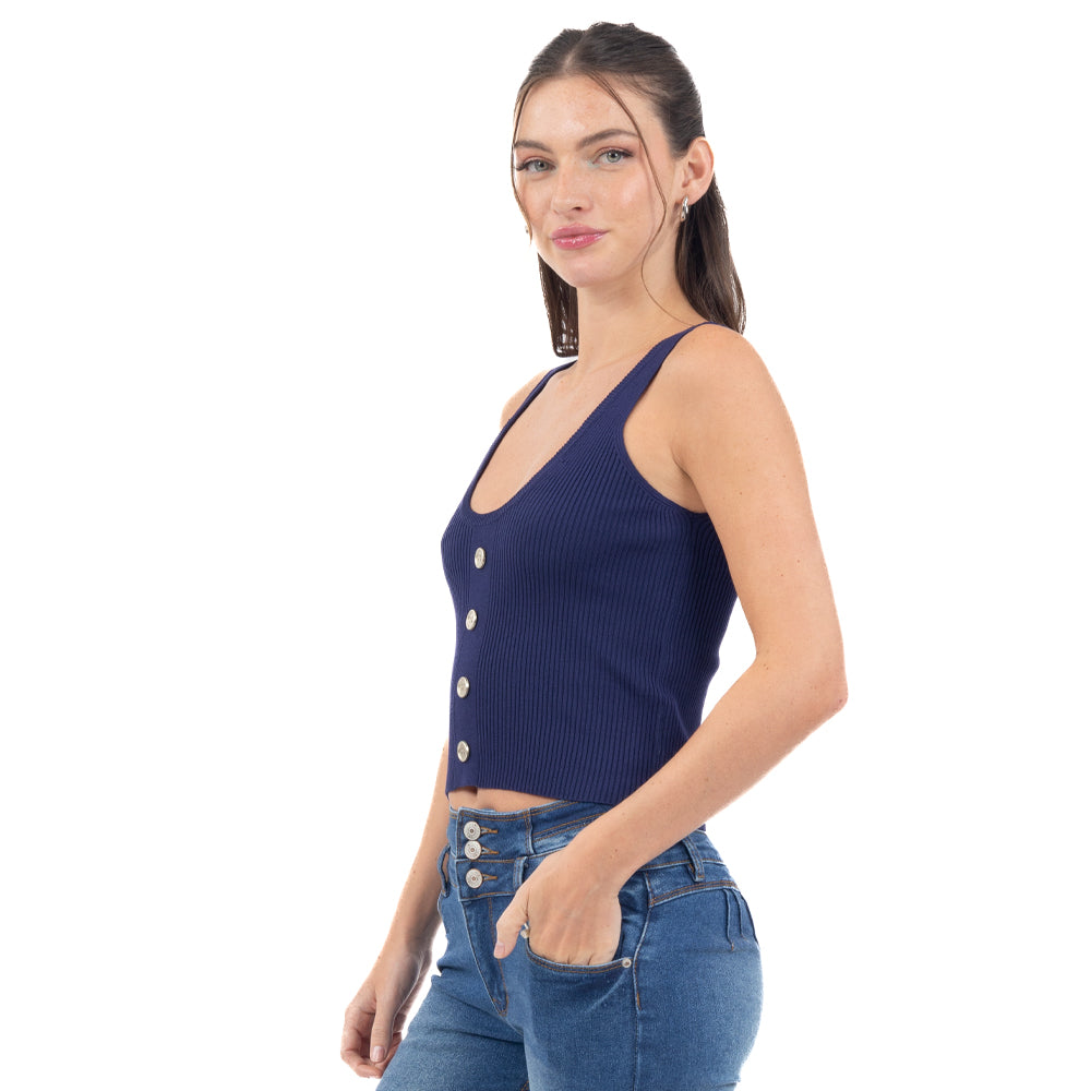 TOP LISO TIRANTE ANCHO CON BOTONES