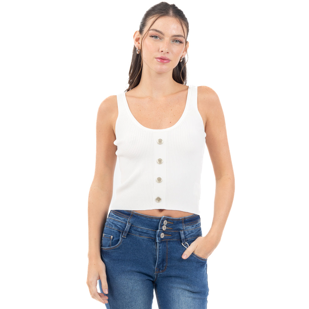TOP LISO TIRANTE ANCHO CON BOTONES
